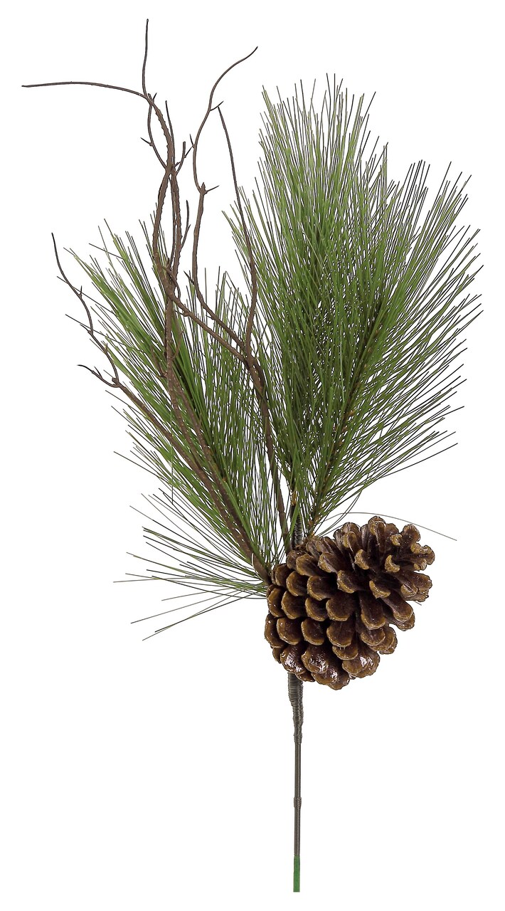 Select Artificials 22" Long Pine Needles with Pine Cone and Twigs Artificial Christmas Spray